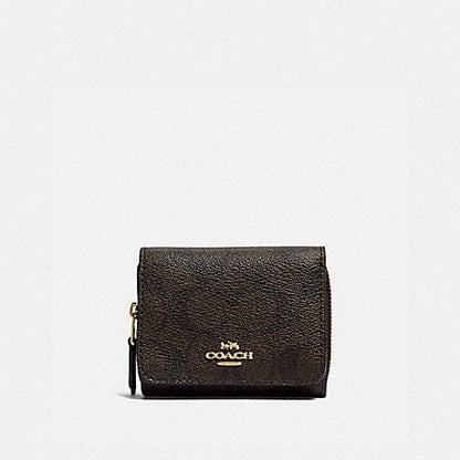 Coach Small Trifold Wallet In Signature Canvas