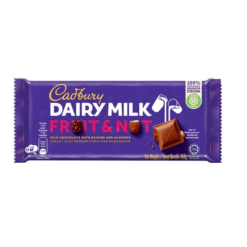 Cadbury Fruit and Nut Bar 160g – MERRIA