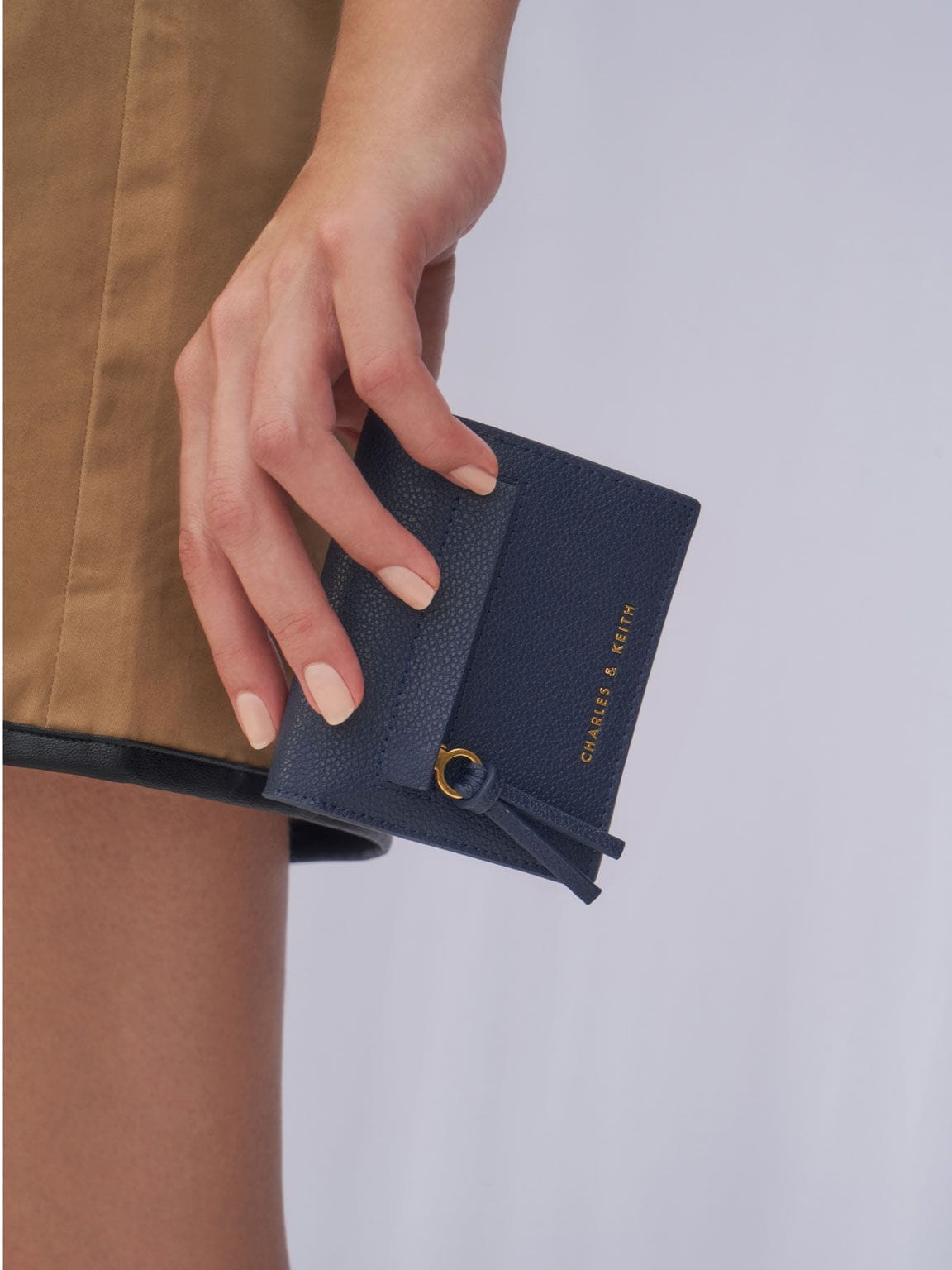 Charles & Keith Snap Button Card Holder - Navy