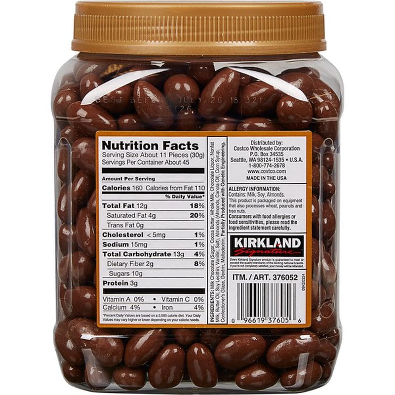 Kirkland Signature Milk Chocolate Covered Almonds, 3lb