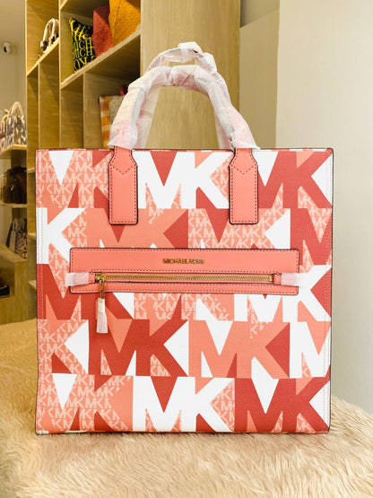 NWT Michael Kors Kenly Large Canvas Leather Tote Crossbody Multi Color
