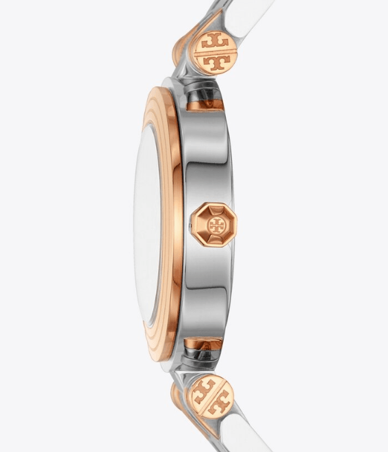 Tory Burch Classic T Watch, Two-Tone Stainless/ Ivory